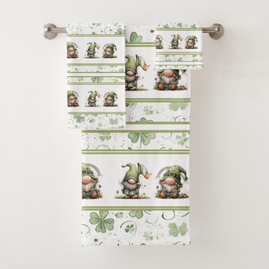 St. Patrick’s Day Gnome Pattern  Badhandtuch Set (Insitu)