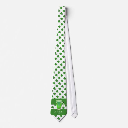 St. Patrick`s day Green Beer Kleeblatt Pattern Krawatte (Vorderseite)