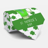 St. Patrick`s day Green Beer Kleeblatt Pattern Krawatte (Gerollt)