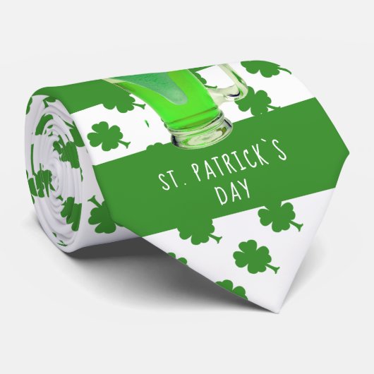 St. Patrick`s day Green Beer Kleeblatt Pattern Krawatte (Gerollt)