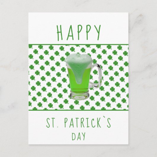 St. Patrick`s day Green Beer Kleeblatt Pattern Postkarte (Vorderseite)