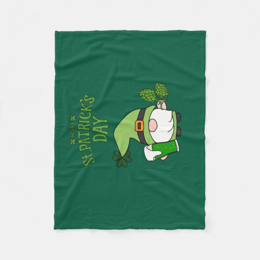 St. Patrick’s Day Green Fleece Blanket with Gnome  (Vorderseite)