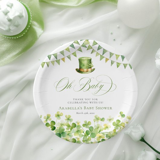 St. Patrick’s Day Green Shamrock Baby Shower Pappteller