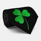 St. Patrick’s Day Grüne Faux-Glitter Shamrock Krawatte (Gerollt)