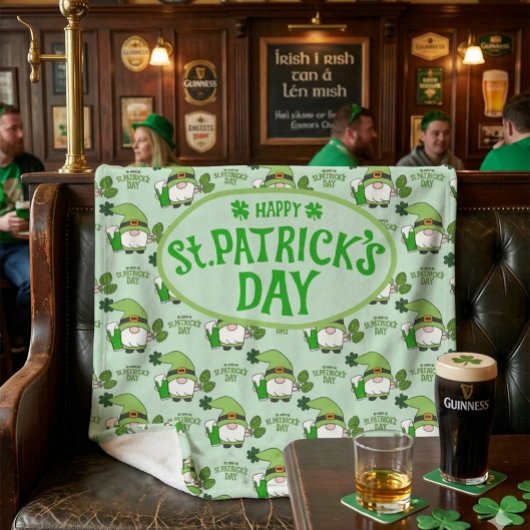 St. Patrick’s Day Grüne Fleece-Decke mit Gnom Fleecedecke