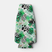 St. Patrick’s Day Grüner Leopard & Herz-Kleeblatt Flaschenkühler (Vorderseite)