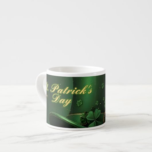 St. Patrick’s Day Hut und Shamrock-Design Espressotasse (Vorderseite Links)
