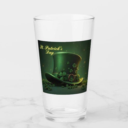 St. Patrick’s Day Hut und Shamrock-Design Glas (Vorderseite)