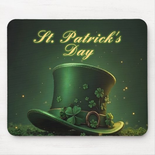 St. Patrick’s Day Hut und Shamrock-Design Mousepad (Vorne)