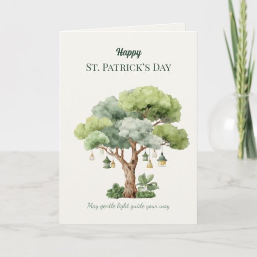 St. Patrick’s Day Irischer Baum Laternen Karte (Vorderseite)