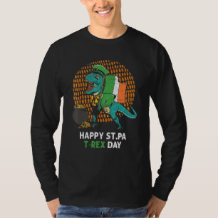 St. Patrick`s Day Irischer Flagge T-Rex Lucky Clov T-Shirt