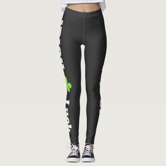 St. Patrick`s Day Irish Luck Modern Black Leggings (Vorderseite)