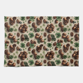 St. Patrick’s Day Kaffee & Kleeblatt-Muster Geschirrtuch