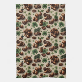 St. Patrick’s Day Kaffee & Kleeblatt-Muster Geschirrtuch