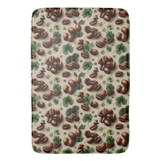 St. Patrick’s Day Kaffee & Shamrock-Muster Badematte (Vorderseite Vertikal)