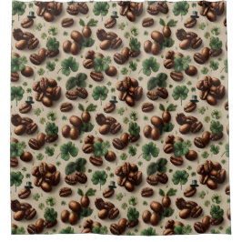 St. Patrick’s Day Kaffee & Shamrock-Muster Duschvorhang