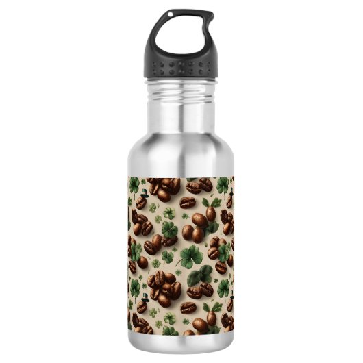 St. Patrick’s Day Kaffee & Shamrock-Muster Edelstahlflasche (Vorderseite)