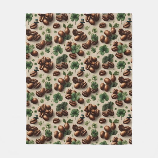 St. Patrick’s Day Kaffee & Shamrock-Muster Fleecedecke (Vorderseite)