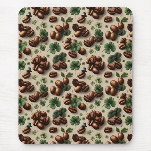 St. Patrick’s Day Kaffee & Shamrock-Muster Mousepad (Vorne)