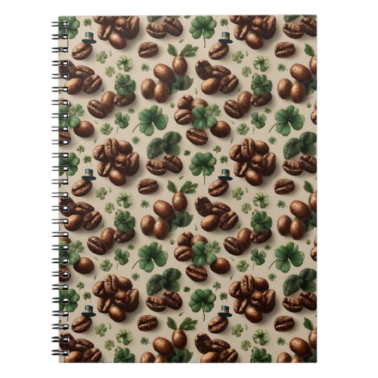 St. Patrick’s Day Kaffee & Shamrock-Muster Notizblock (Vorderseite)