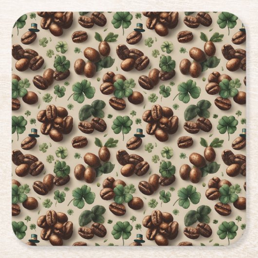 St. Patrick’s Day Kaffee & Shamrock-Muster Rechteckiger Pappuntersetzer (Vorderseite)
