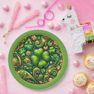 St. Patrick’s Day Kleeblatt-Design  Pappteller