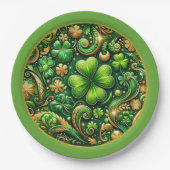 St. Patrick’s Day Kleeblatt-Design  Pappteller (Vorderseite)