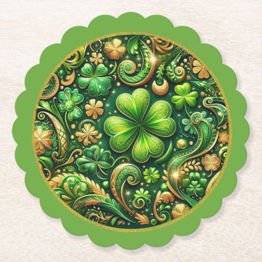 St. Patrick’s Day Kleeblatt-Design Untersetzer (Vorderseite)
