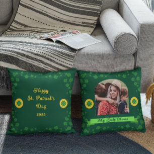 St. Patrick’s Day Kleeblatt Familienfoto Andenken Kissen