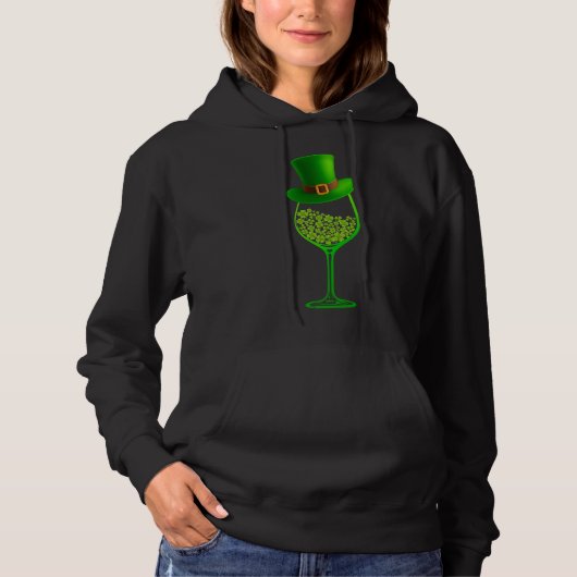 St Patrick S Day Kleeblatt Wine Glass Costume Men Hoodie (Vorderseite)