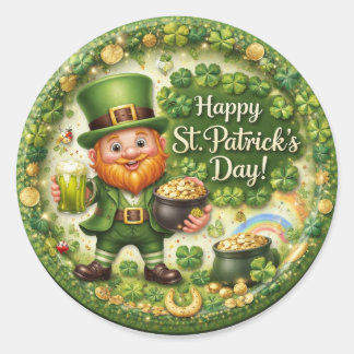 St. Patrick’s Day Kobold-Aufkleber-Set Runder Aufkleber