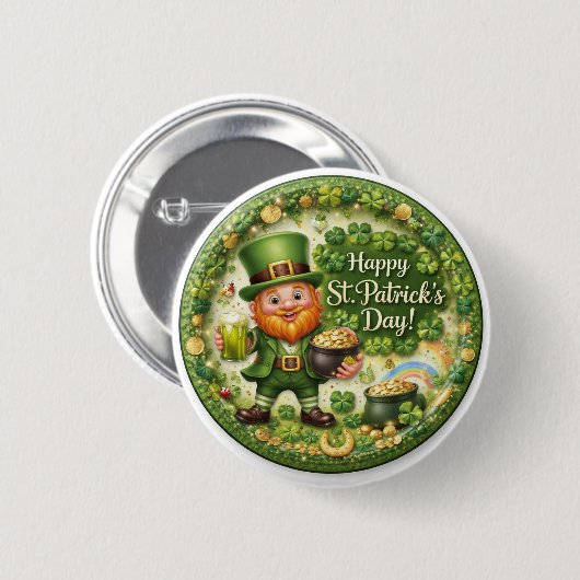St. Patrick’s Day Kobold-Knopf Button (Vorne & Hinten)