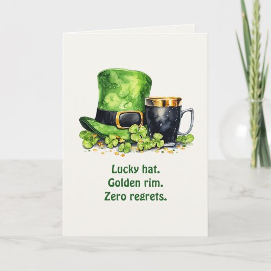 St. Patrick’s Day Leprechaun Hat & Mug Funny Card Karte (Vorderseite)