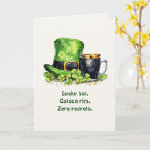 St. Patrick’s Day Leprechaun Hat & Mug Funny Card Karte (Gelbe Blume)
