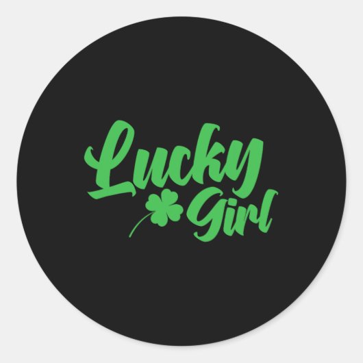 St Patrick`s Day Lucky Girl Runder Aufkleber (Vorderseite)