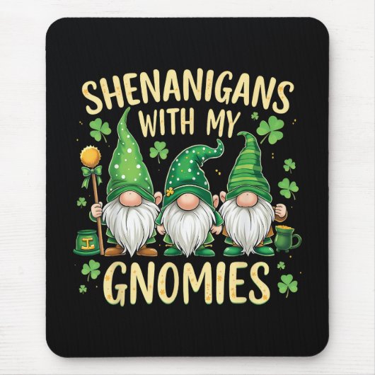 St Patrick’s Day Lucky Shamrock Gnome  Mousepad (Vorne)