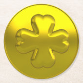 St. Patrick’s Day Luxury Gold Shamrock Coin Runder Pappuntersetzer (Vorderseite)