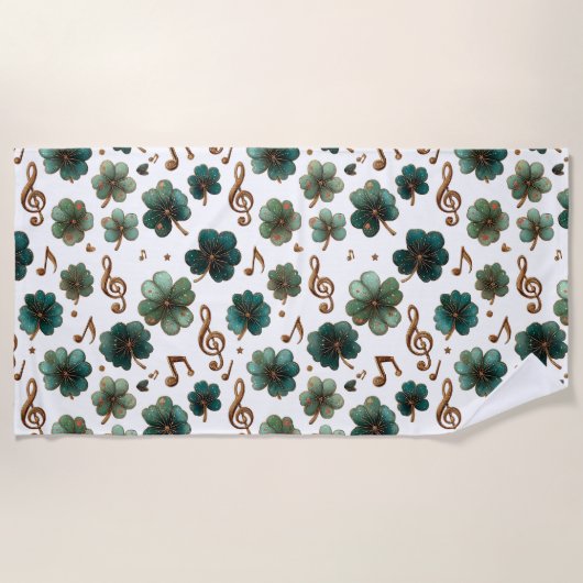 St. Patrick’s Day Musical Shamrock Strandtuch (Vorderseite)
