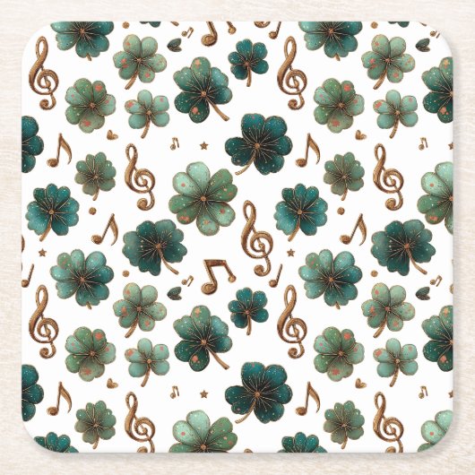 St. Patrick’s Day Musik-Shamrock Rechteckiger Pappuntersetzer (Vorderseite)