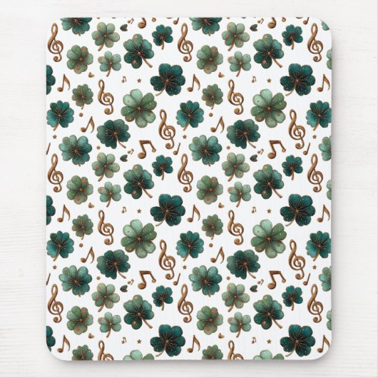 St. Patrick’s Day Musikalisches Kleeblatt Mousepad (Vorne)