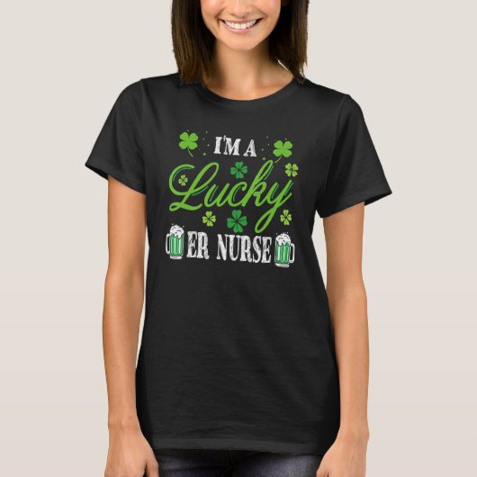 St Patrick S Day Pajama I M a Lucky Er Nurse Irish T-Shirt (Vorderseite)