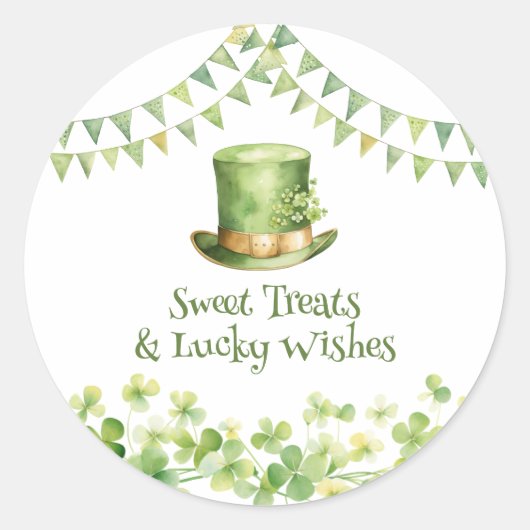 St Patrick’s Day Party Green Clover Gift Label Runder Aufkleber (Vorderseite)