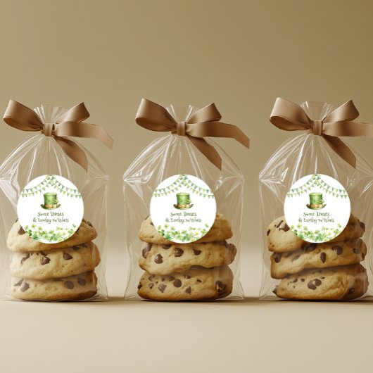 St Patrick’s Day Party Green Clover Gift Label Runder Aufkleber