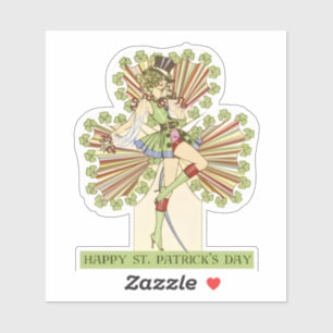 St. Patrick’s Day Pin-up Mädchen vintage Aufkleber