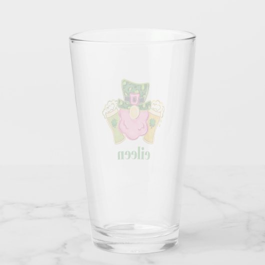 St. Patrick’s Day Pink Leprechaun Beer Custom Glas (Rückseite)