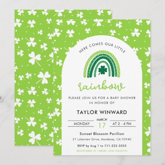 St Patrick’s Day Rainbow Baby Shower Einladung (Vorne/Hinten)
