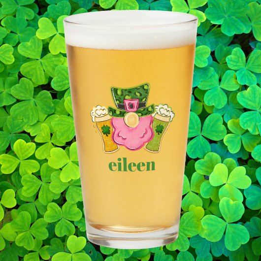 St. Patrick’s Day Rosa Kobold-Bierglas individuell Glas