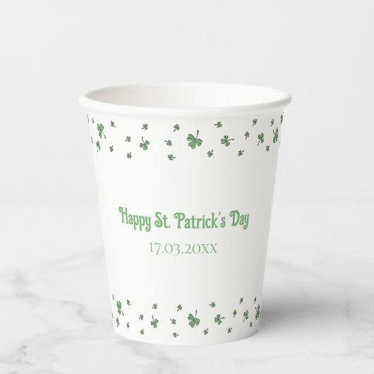 St. Patrick’s Day Shamrock Border Party Pappbecher (Vorderseite)
