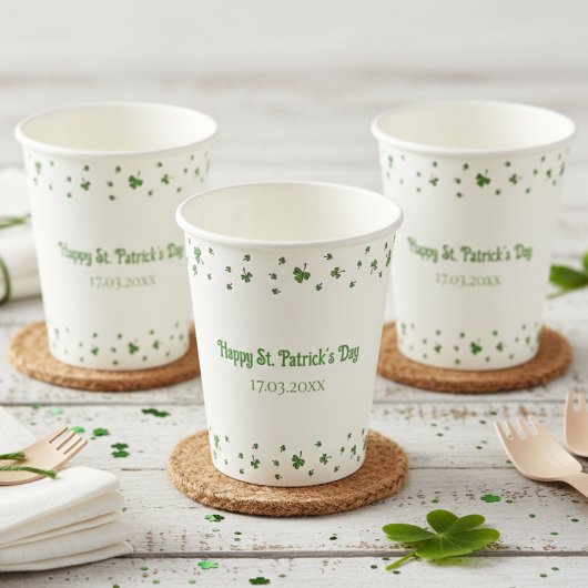 St. Patrick’s Day Shamrock Border Party Pappbecher