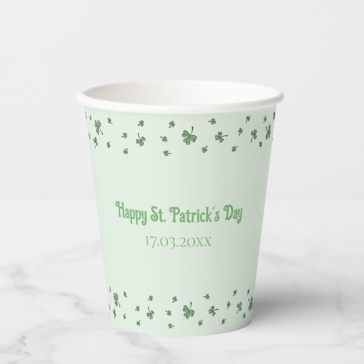 St. Patrick’s Day Shamrock Border Party Pappbecher (Vorderseite)